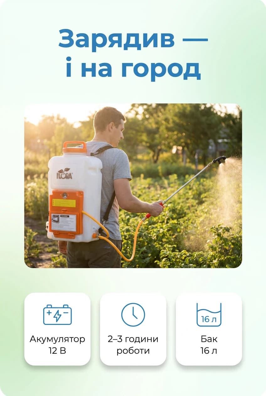 Обприскувач акумуляторний Ergo 16л FLORA (5001324) — 6