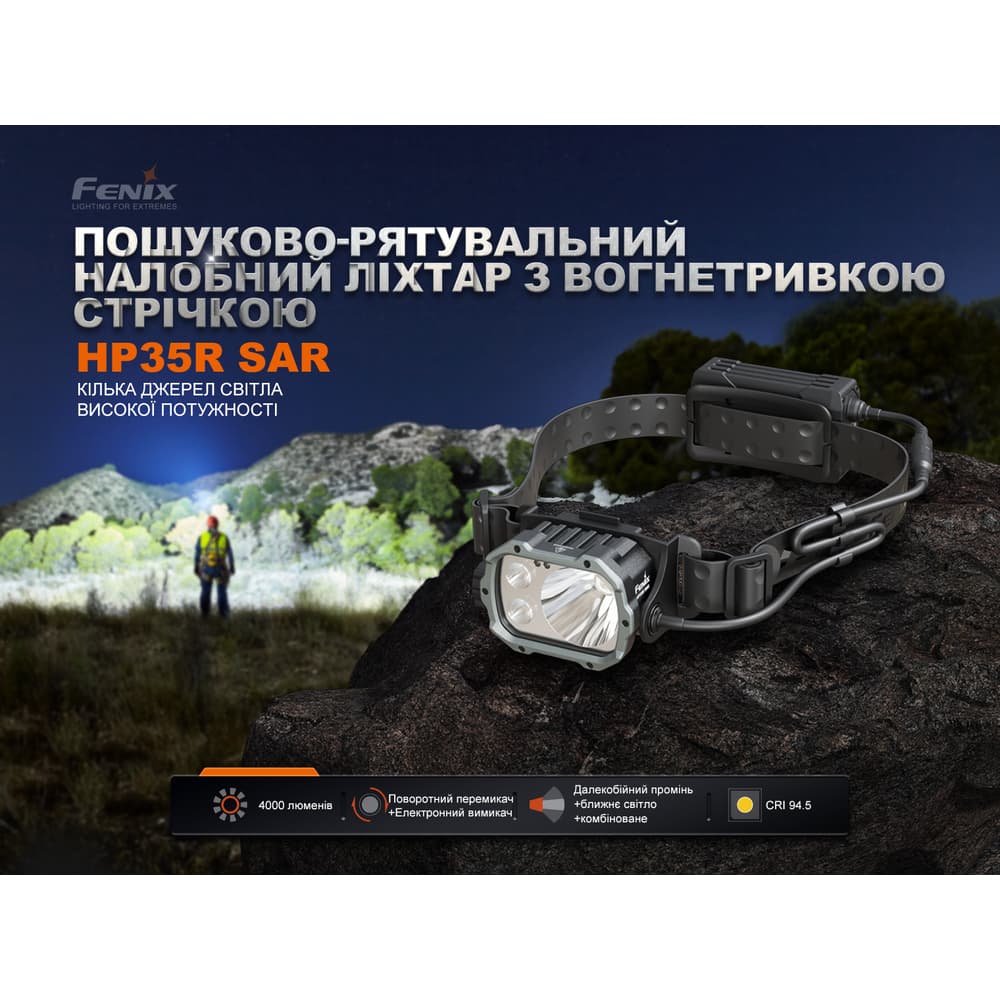 Ліхтар налобний Fenix HP35R SAR з вогнетривкою пов'язкою — фото 10