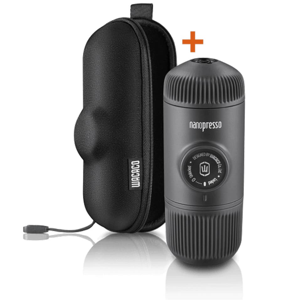 Портативная эспрессо-кофеварка Wacaco Nanopresso серая с чехлом, механическая, для молотого кофе