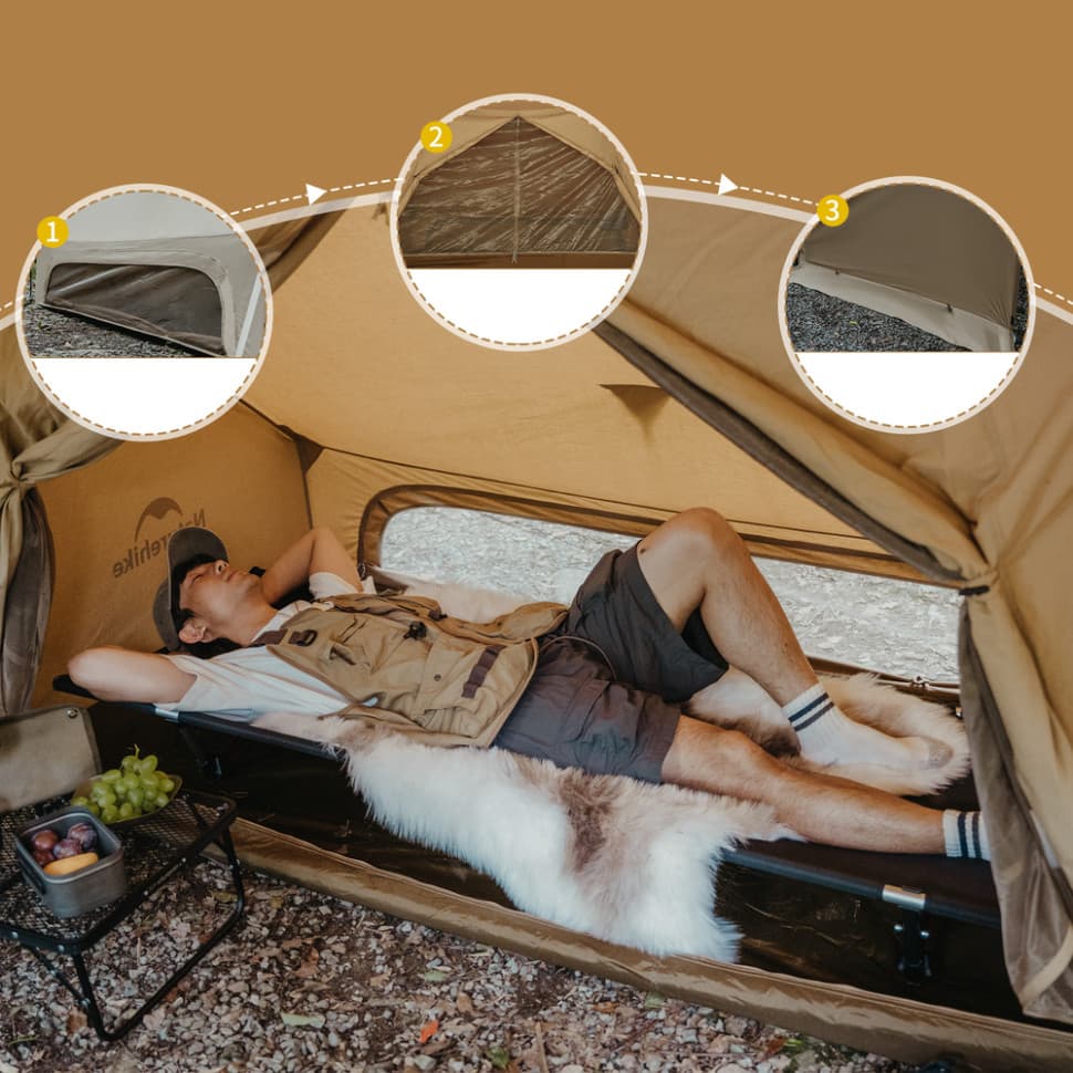 Намет одномісний із тентом Naturehike CNK2450WS026, коричневий — фото 7
