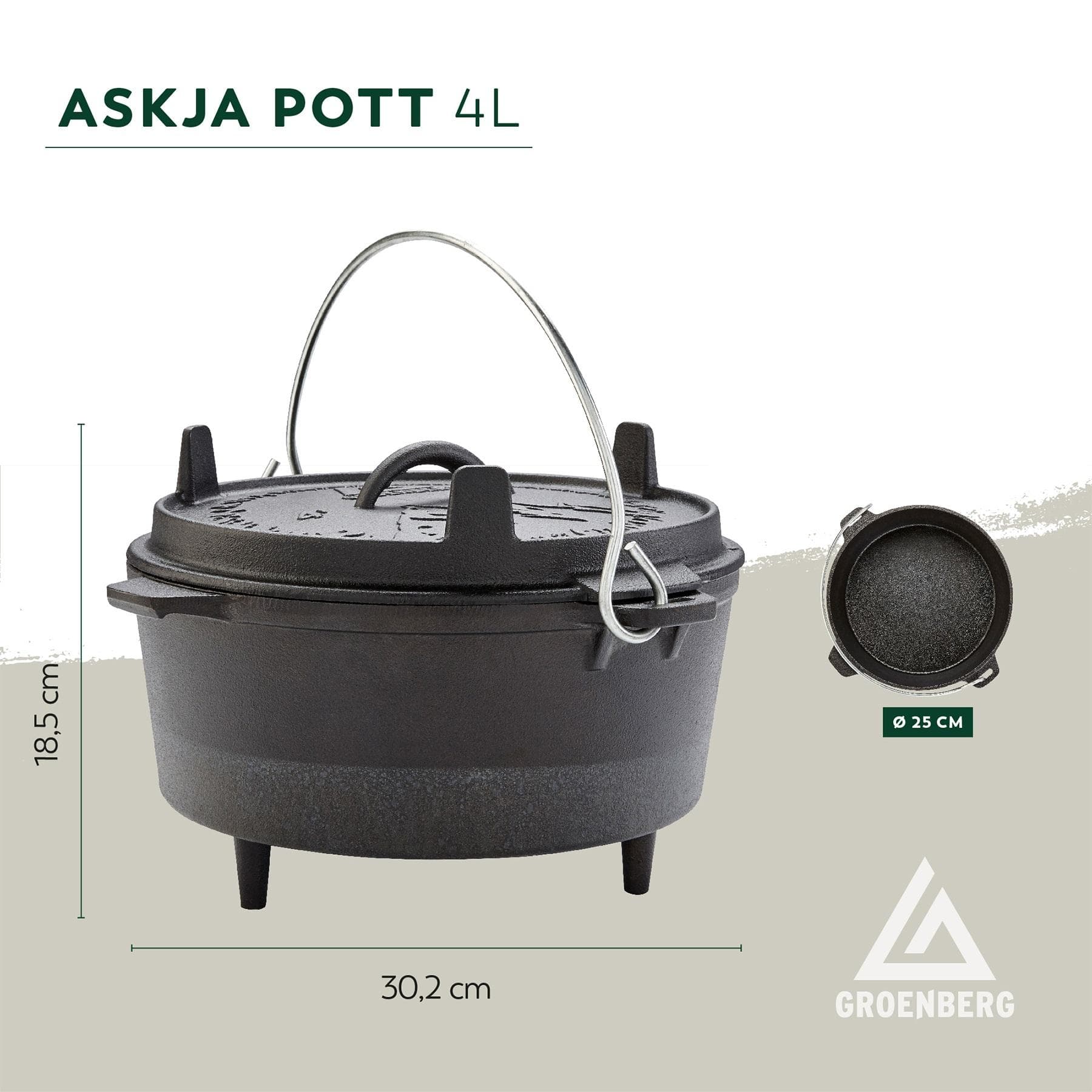 Казан з кришкою Groenberg Askja Pot 25 cm / 4 L Black (266016) — 10