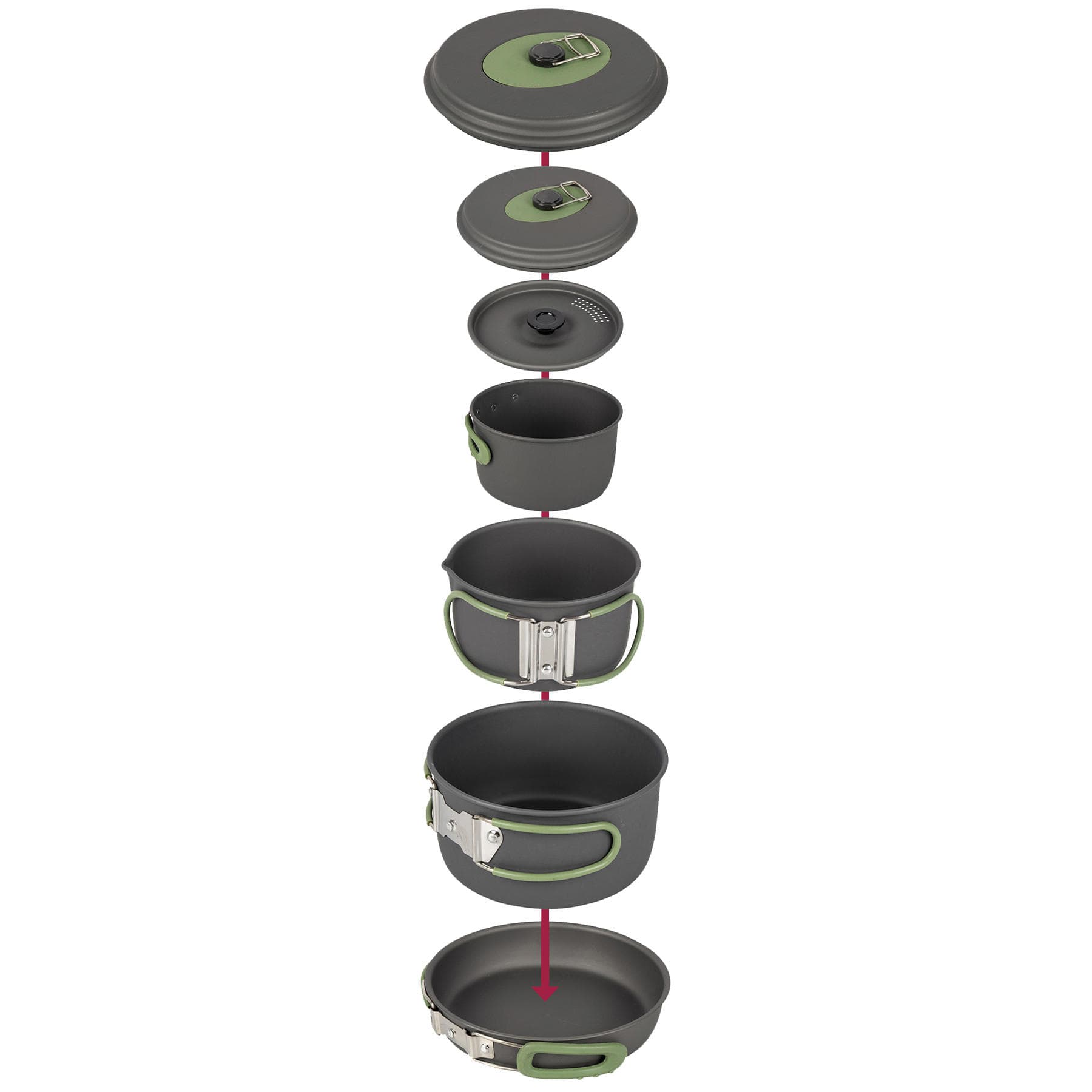 Набір посуду Bo-Camp Explorer 4 Pieces 19 Hard Anodized Grey/Green (2200241) — 2