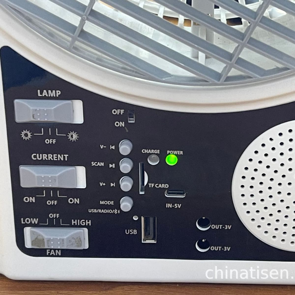 Портативний вентилятор 4в1 із сонячною панеллю, Bluetooth, радіо та LED-підсвіткою N288 • 8″ настільний вентилятор з акумулятором — 2