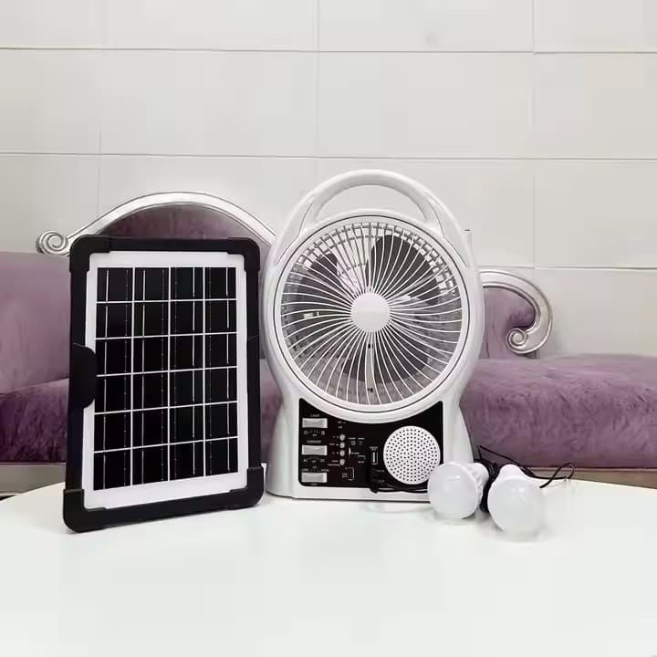Портативний вентилятор 4в1 із сонячною панеллю, Bluetooth, радіо та LED-підсвіткою N288 • 8″ настільний вентилятор з акумулятором — 3