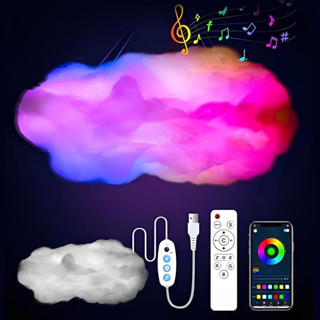 Підвісний світильник-хмара з RGB-підсвіткою — 6