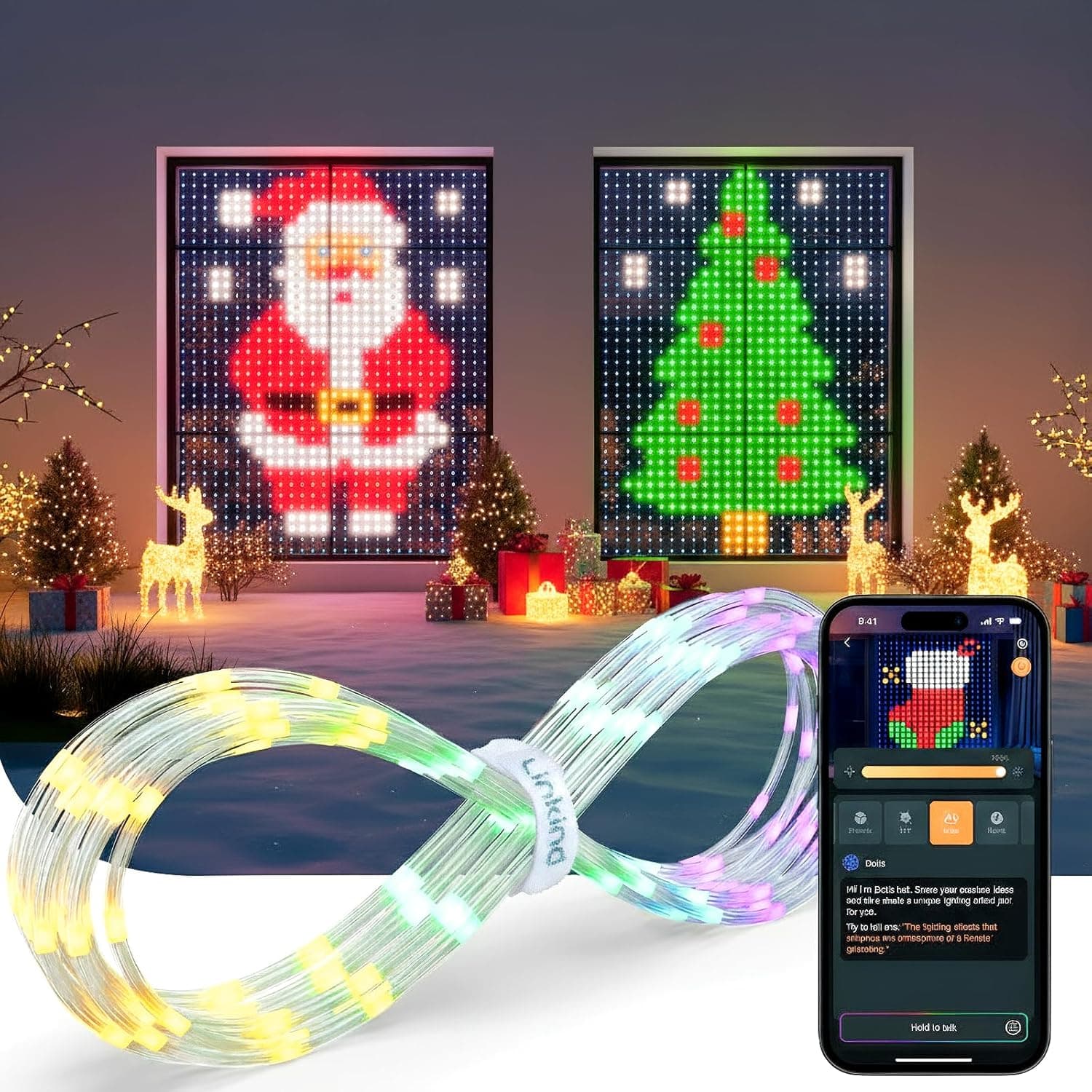 Гірлянда Smart-штора SFK-07 святкова LED-гірлянда для дому ∙ Світлодіодна штора з додатком SFK-07 20 ниток по 20 LED