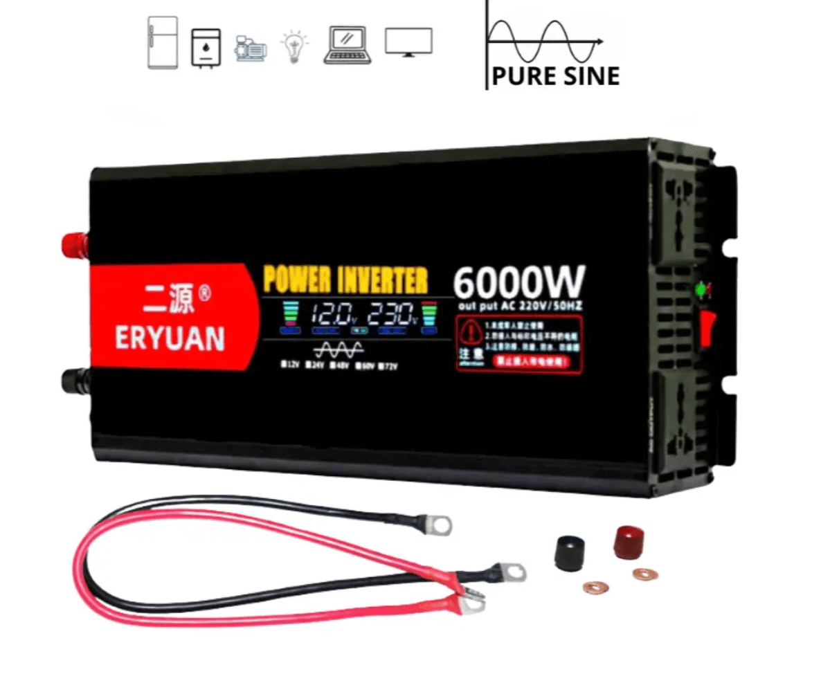 Перетворювач напруги Eryone 12V → 220V 6000W чиста синусоїда з LCD ∙ Інвертор Eryuan 6000W для дому авто та офісу — 2