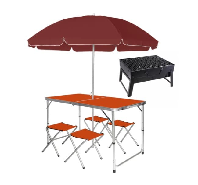Розкладний стіл - валіза з 4 стільцями Folding Table для пікніка, риболовлі, дачі, 120х60 см — 2