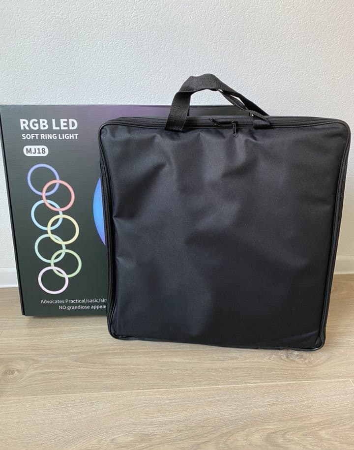 Світлодіодна кільцева лампа для селфі 45 см / Світлодіодна лампа RGB з пультом + сумка (MJ18) — 3