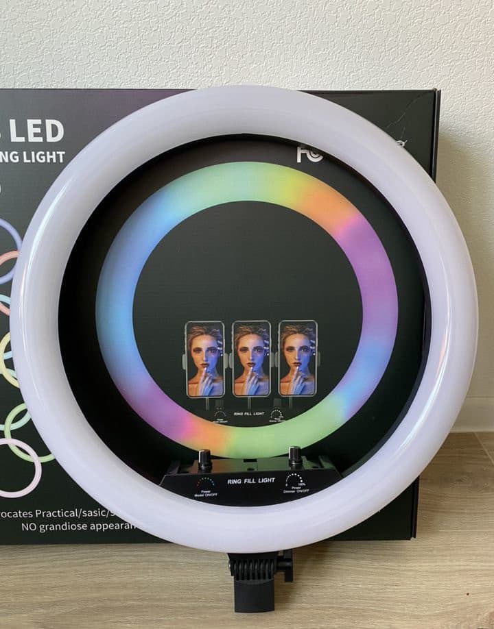 Світлодіодна кільцева лампа для селфі 45 см / Світлодіодна лампа RGB з пультом + сумка (MJ18) — 4