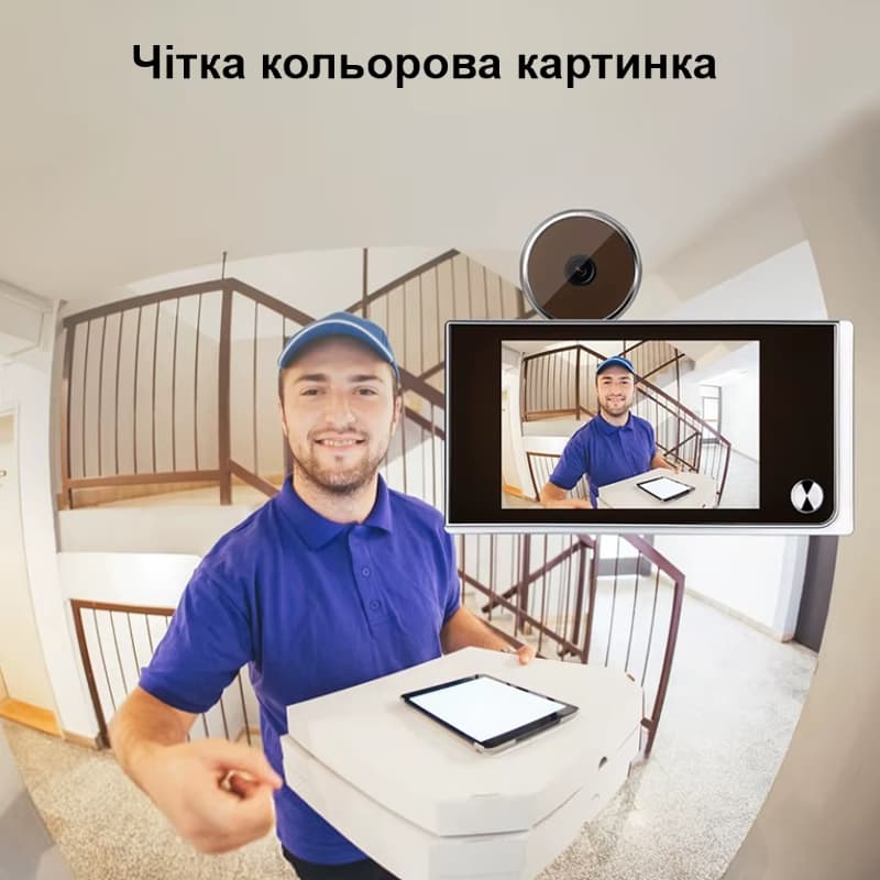 Відеовічко дверне цифрове для квартири Kivos SF515 c 3,5\" дюймовим екраном, чорне — 6