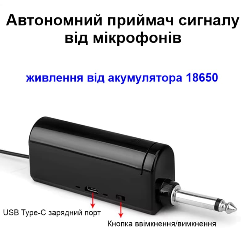 Комплект з 2х бездротових професійних мікрофонів із приймачем Nectronix WM-2 UHF, до 20 метрів — 6