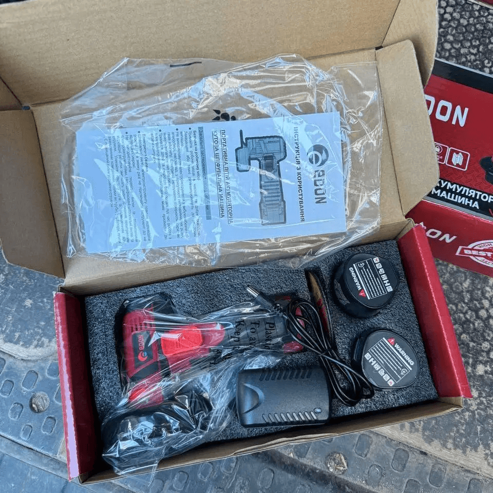 Потужна акумуляторна безщіткова міні болгарка Edon OAG-20/76 BL : з АКБ 12 V, 2шт-2.0Ah, диск 76 мм — фото 6