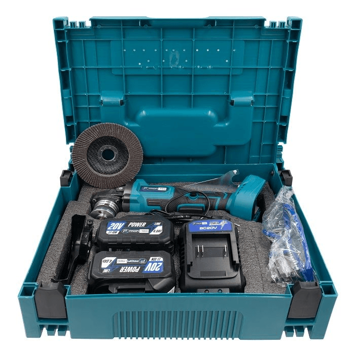 Потужна кутова безщіткова шліфмашина PROFI-TEC PGA202BL POWERLine : з АКБ 2шт-20V 4.0Ah, диск 125 мм, 8500 об/хв — фото 10