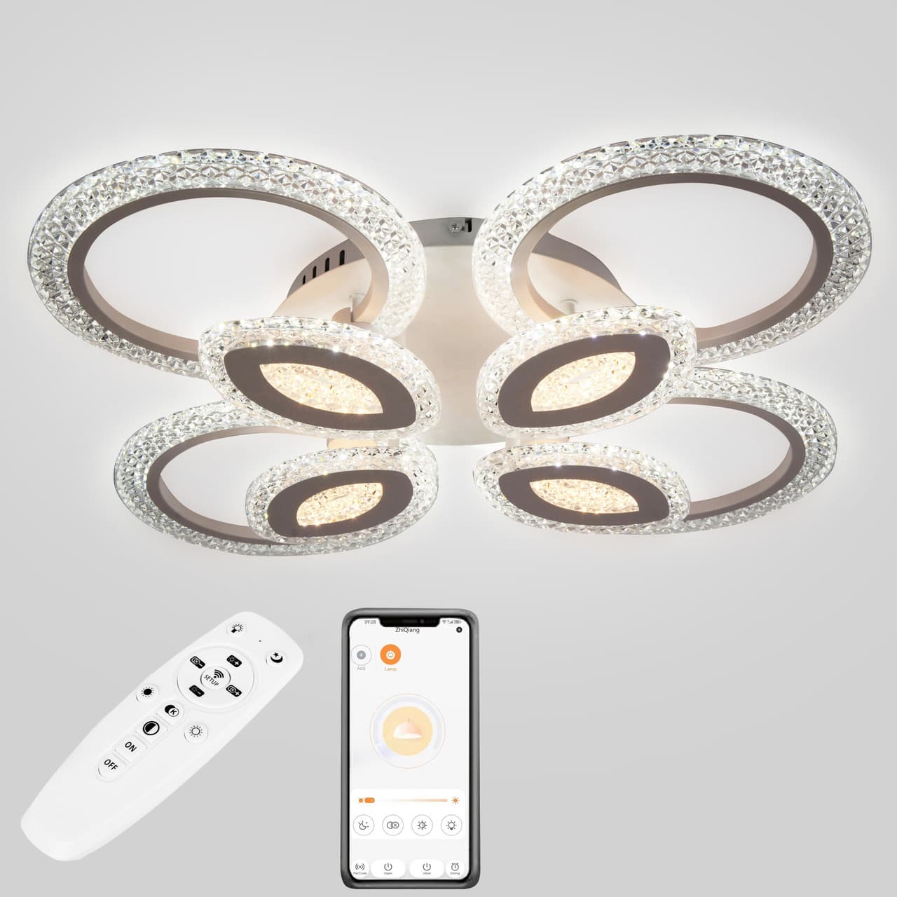 Стельова LED люстра, світлодіодний світильник Sunlight 5809/4+4