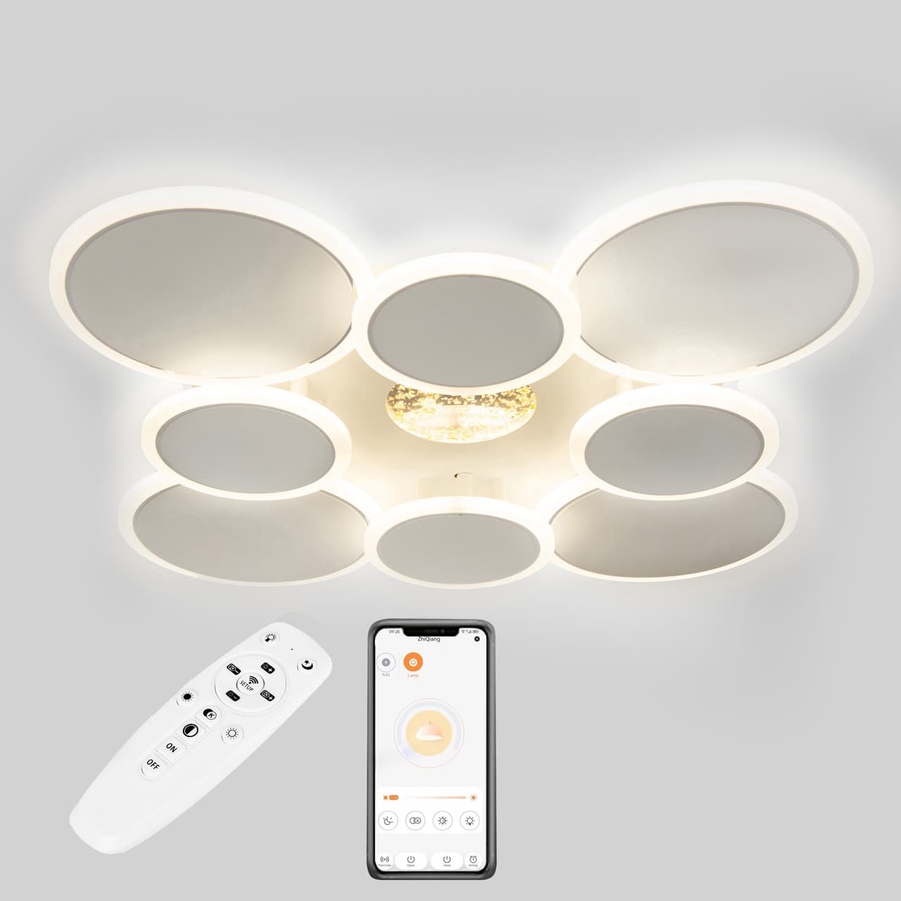 Стельова LED люстра, світлодіодний світильник Sunlight 5890/4+4
