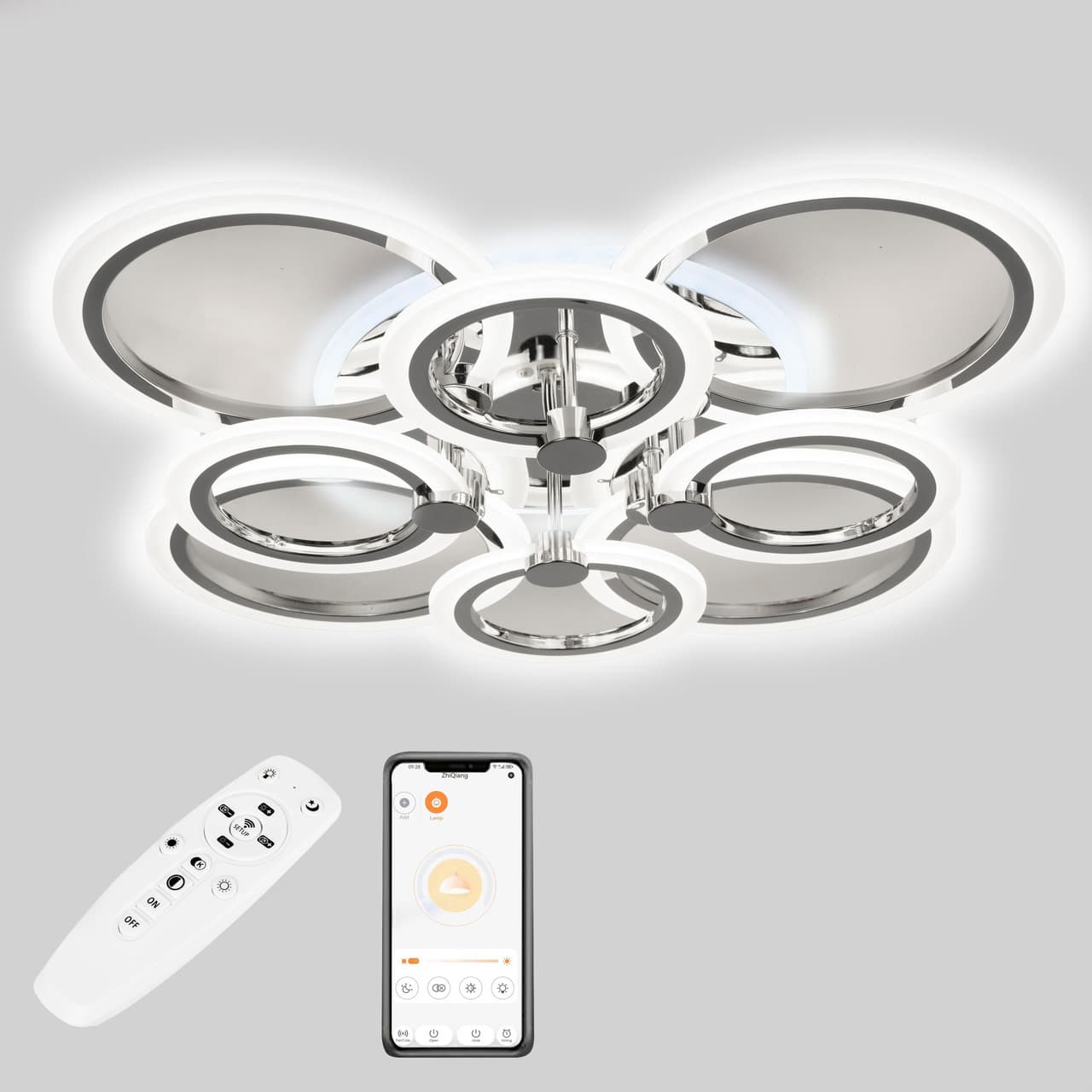 Стельова LED люстра, світлодіодний світильник хром Sunlight 5333/4+4 СR R