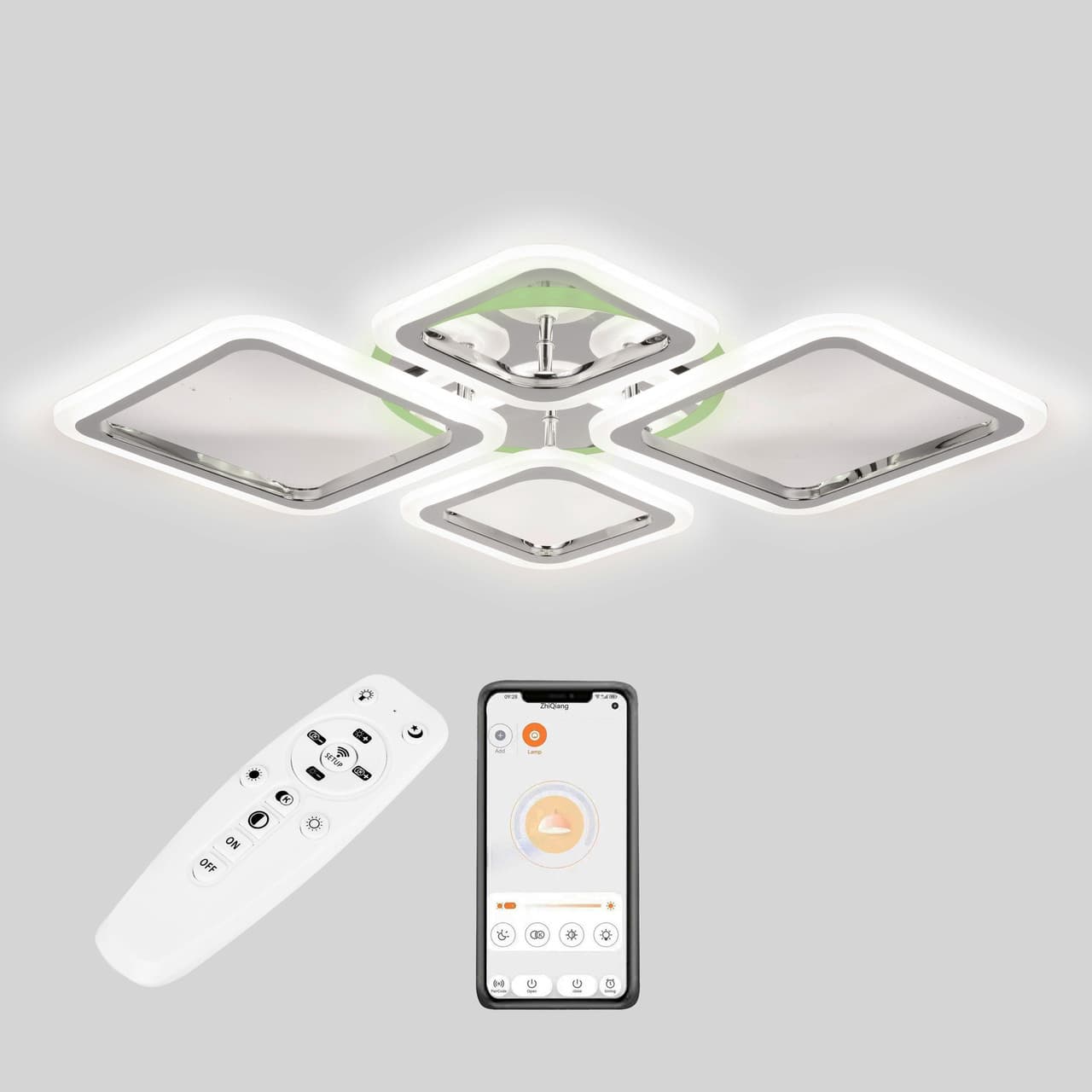 Стельова LED люстра, світлодіодний світильник Sunlight хром 5331/2+2 R — фото 3