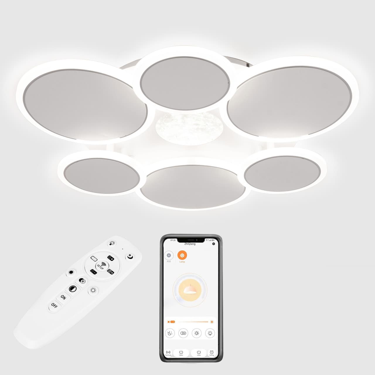 Стельова LED люстра, світлодіодний світильник Sunlight 5890/3+3