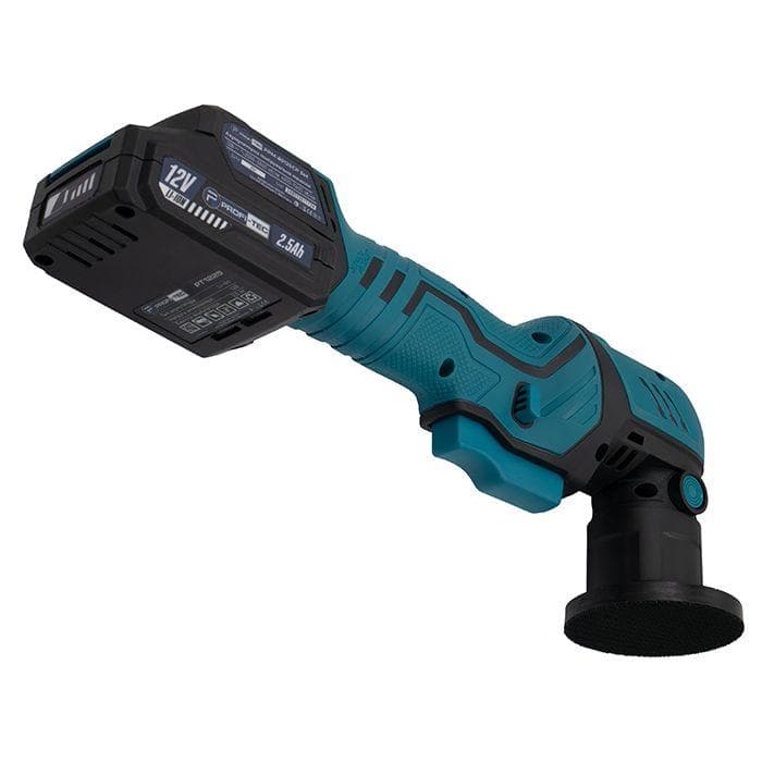 Акумуляторна ексцентрикова полірувальна машина PROFI-TEC PPM-8012SCP Set : з АКБ 12V 2.5 Ah+ЗП, круг 80мм — фото 9