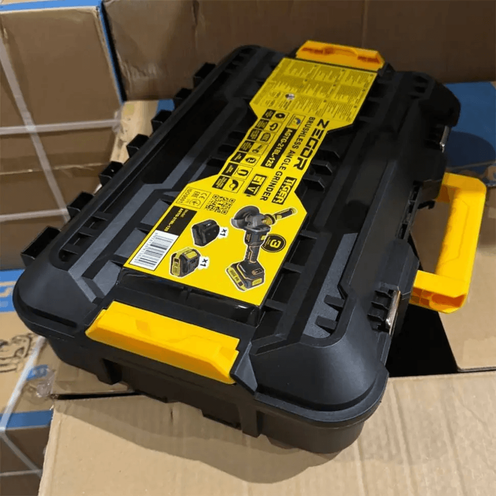 Потужна кутова акумуляторна шліфмашина Zegor AGTG-21BL-125 (акум 21V 4.0Ah 1шт і зп) (Серія Tiger) — фото 5