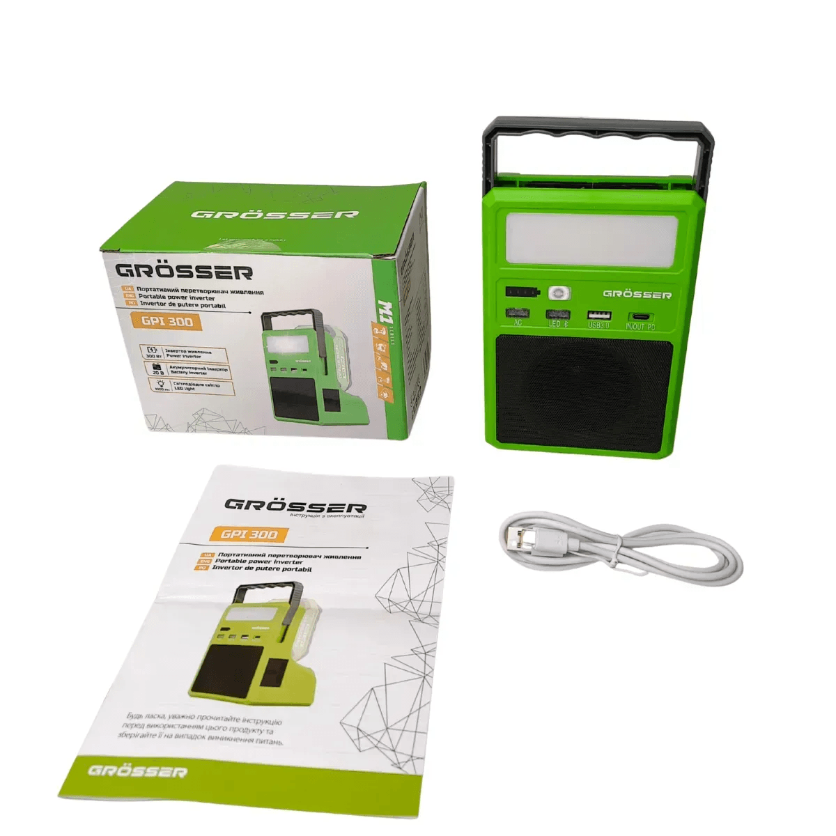 Потужний портативний перетворювач живлення + bluetooth-колонка Grosser GPI 300 (G0317) — фото 2