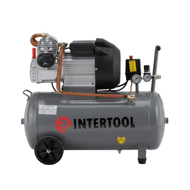 Потужний масляний компресор INTERTOOL PT-0007 50 л, 3,0 кВт, 220 В, 10 атм, 420 л/хв, 2 циліндри