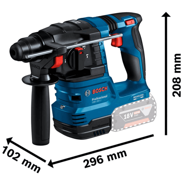 Акумуляторний безщітковий перфоратор Bosch Professional GBH 185-LI 18V SDS-Plus 1.9 Дж (0611924020) без АКБ та зарядного пристрою — фото 3
