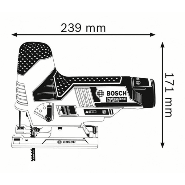 Акумуляторний професійний лобзик Bosch Professional GST 12V-70 12V Solo (06015A1001) без акума та зарядки — фото 4
