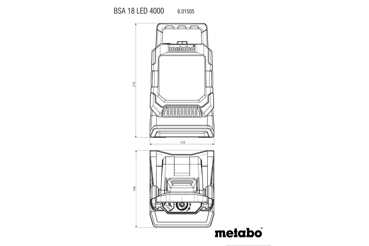 Професійний акумуляторний світлодіодний ліхтар Metabo BSA 18 LED 4000 18V LiHD/Li-Ion, 4000 лм, без АКБ і ЗП (каркас) — фото 4