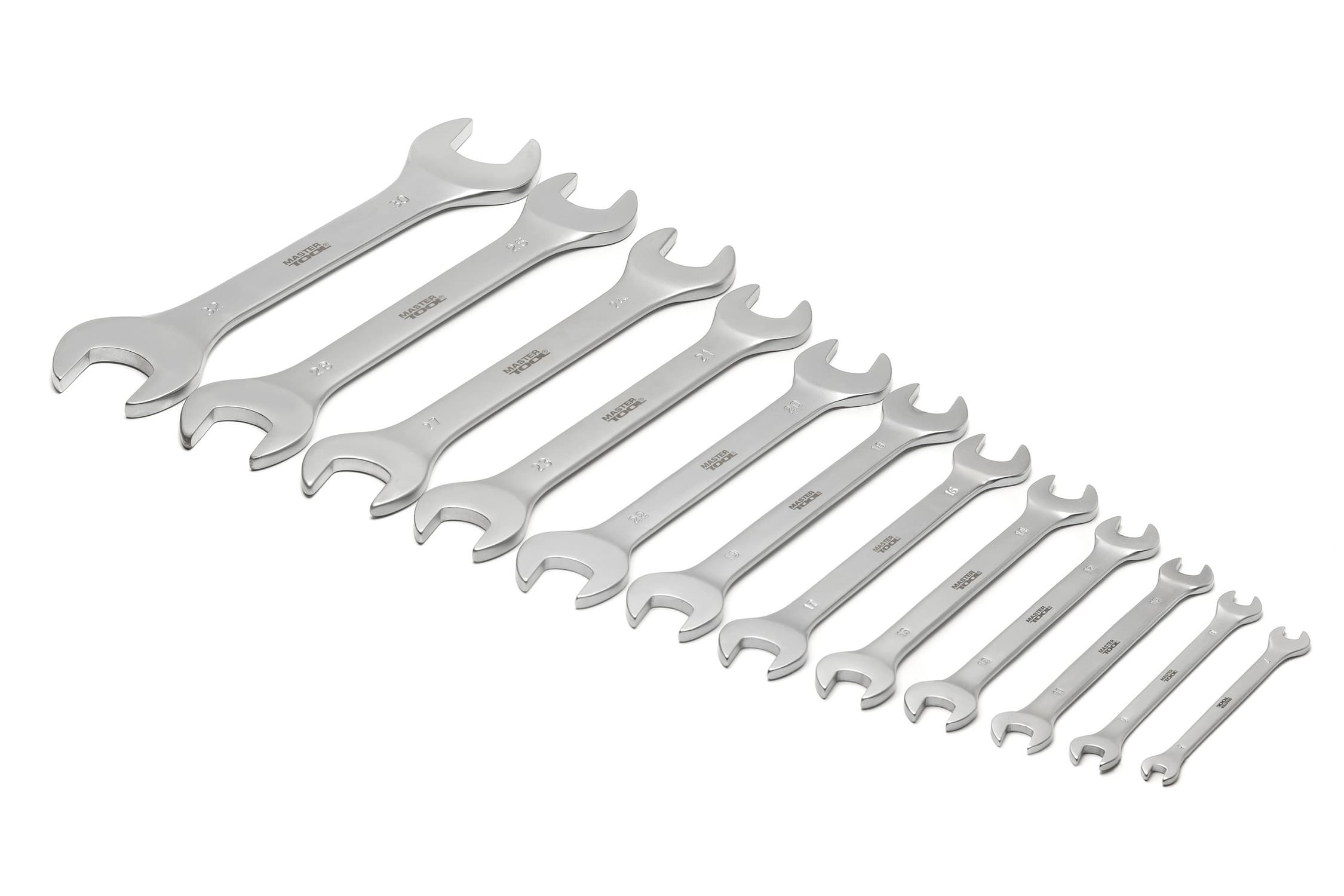 Ключі ріжкові MASTERTOOL набір 12 шт (6-25, 27, 28, 30, 32 мм) CrV SATIN FINISH DIN3110 70-2112 — фото 4