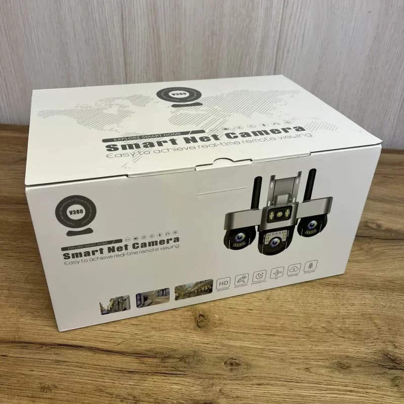 4G камера відеоспостереження Smart Net Camera V380 біла • Вулична IP-камера з 3 незалежними поворотними об'єктивами, SIM-карткою, Wi-Fi та нічним баченням — 3