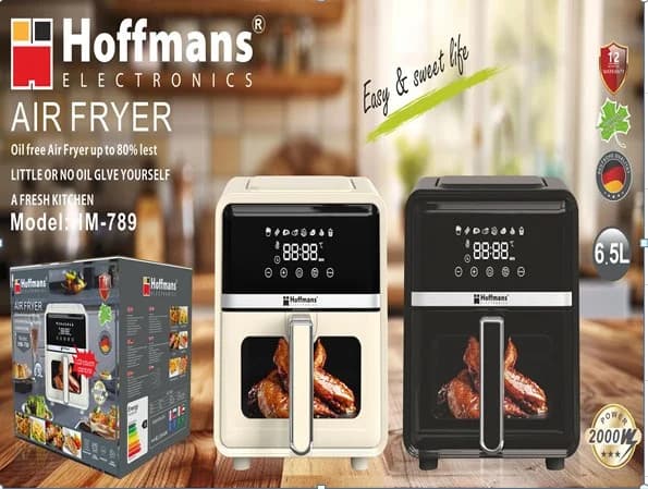 Аерофритюрниця Hoffmans HM-789 6,5 л • Сенсорний аерогриль-мультипіч Hoffmans 2000 Вт із 8 програмами приготування — 2