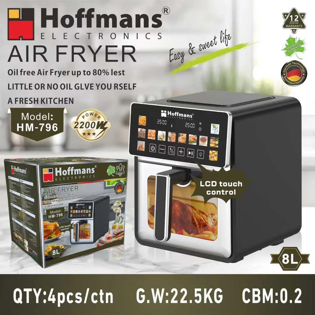 Аерофритюрниця Hoffmans HM-796 8 л • Сенсорний аерогриль-мультипіч 2200 Вт із 12 програмами та оглядовим вікном — 6