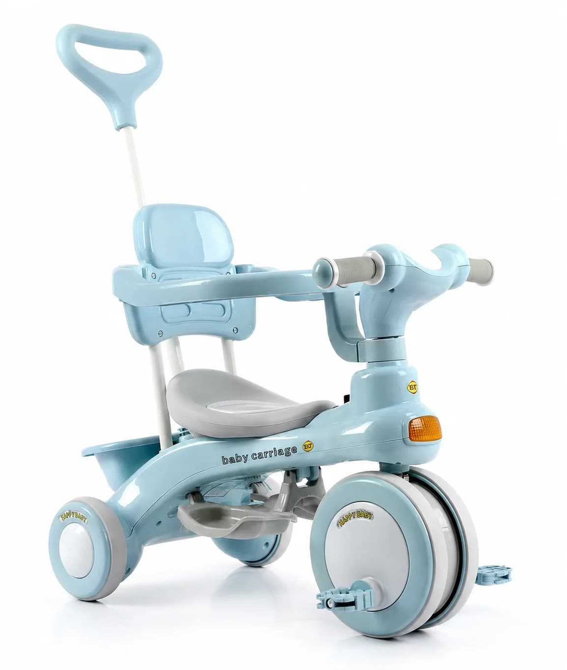 Дитячий триколісний велосипед Baby Carriage 588 блакитний з батьківською ручкою • Велосипед-коляска Baby Carriage 588 для малюків з кошиком і козирком — 6