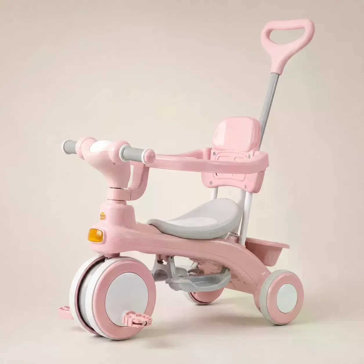Дитячий триколісний велосипед Baby Carriage 588 рожевий з батьківською ручкою • Велосипед-коляска Baby Carriage 588 для малюків з кошиком і козирком — 3