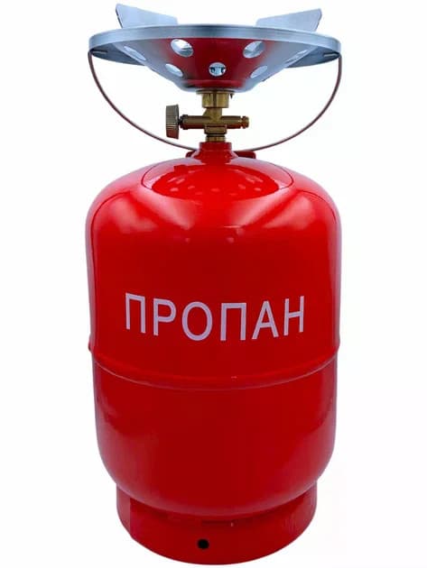 Газовий балон 12 л з пальником 22 см побутовий комплект • Туристичний газовий комплект 2200 Вт з конфоркою, краном-перехідником і ручкою для перенесення — 2