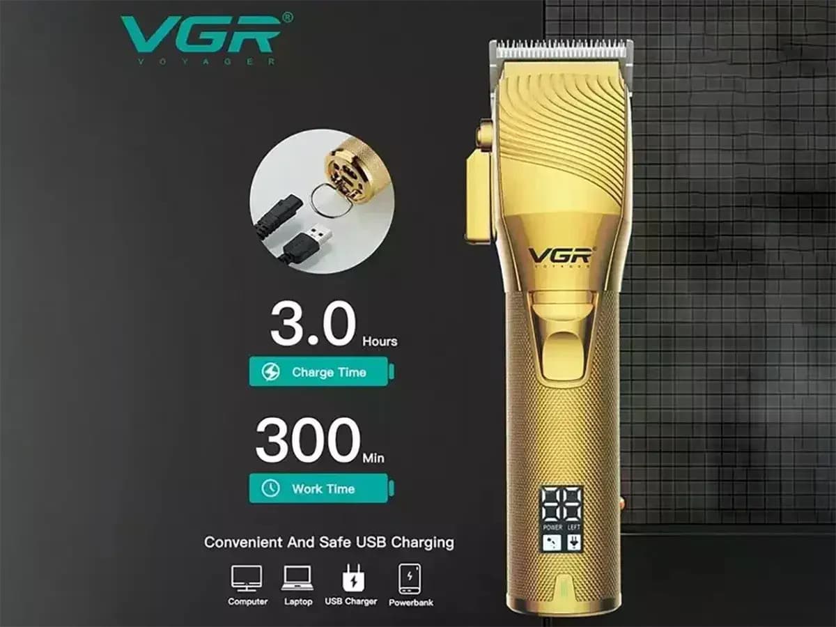 Машинка для стрижки VGR V-280 • Акумуляторна машинка VGR V-280 з 6 насадками 1,5–13 мм, LCD-дисплеєм і USB-заряджанням — 4