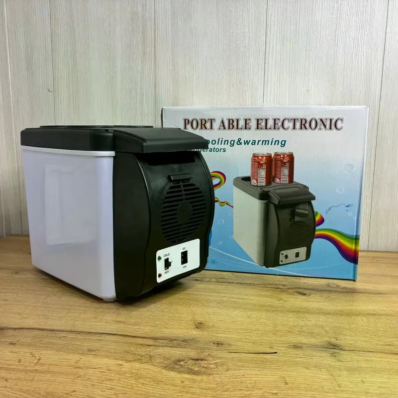 Міні автохолодильник Portable Electronic 7.5 л сіро-синій з охолодженням і нагрівом • Автомобільний холодильник-нагрівач Portable Electronic 12V від прикурювача для їжі та напоїв сіро-синій — 6