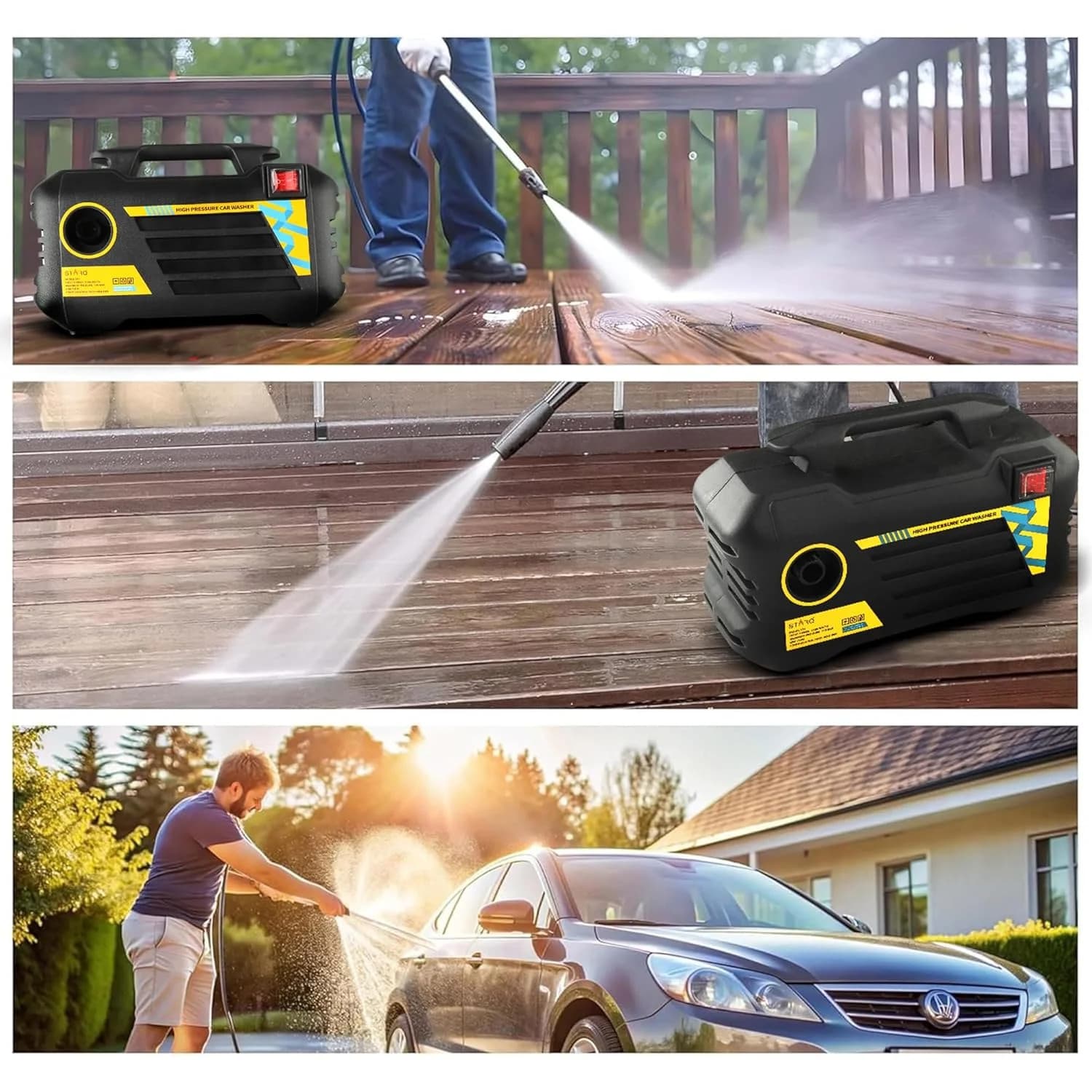 Мийка високого тиску MKA-01 1400 Вт 100 бар • Електрична мінімийка 220V для авто, двору, плитки, фасаду та садового інвентарю — 5