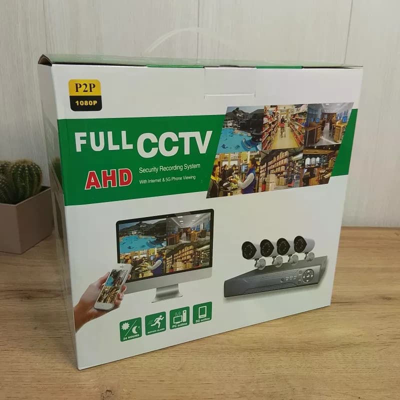 Набір камер відеоспостереження DVR білий • Комплект Full CCTV AHD 1080P з реєстратором для дому, офісу, складу, магазину та ділянки — 6