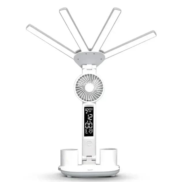 Настільна LED-лампа KRX-1011 з вентилятором і годинником