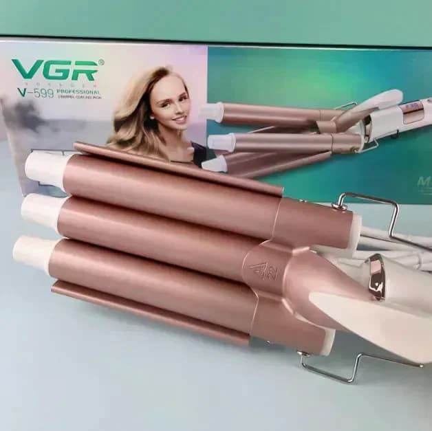 Потрійна плойка VGR V-599 для волосся • Щипці VGR V-599 3 хвилі 22 мм з керамічним покриттям, регулюванням до 230°C і дисплеєм — 4
