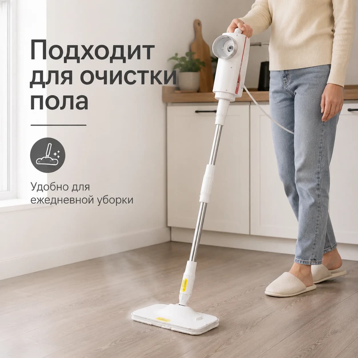 Ручний пароочисник AND 232 6 в 1 • Парова швабра для підлоги, плитки, скла, кухні та ванної з насадками — 5