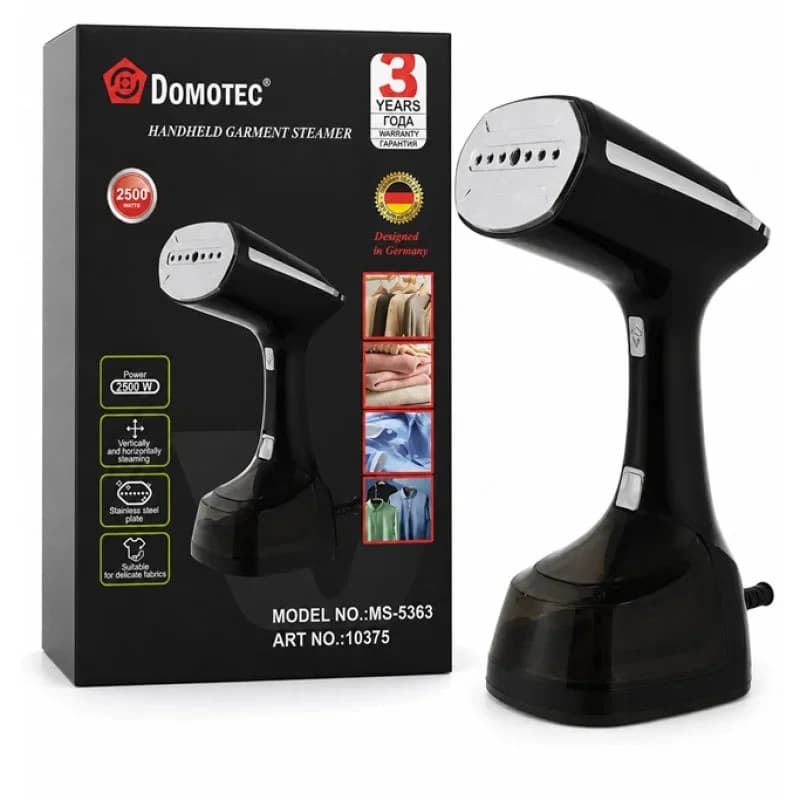 Ручний відпарювач DOMOTEC MS-5363 2500W з LED-дисплеєм • Потужний паровий відпарювач для одягу, штор і домашнього текстилю — 4