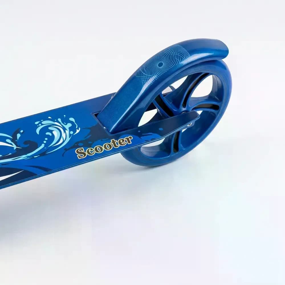 Самокат двоколісний міський з колесами PU 200 мм і ножним гальмом 109 blue • Складаний прогулянковий самокат для дітей і підлітків • Міський самокат синій — 3