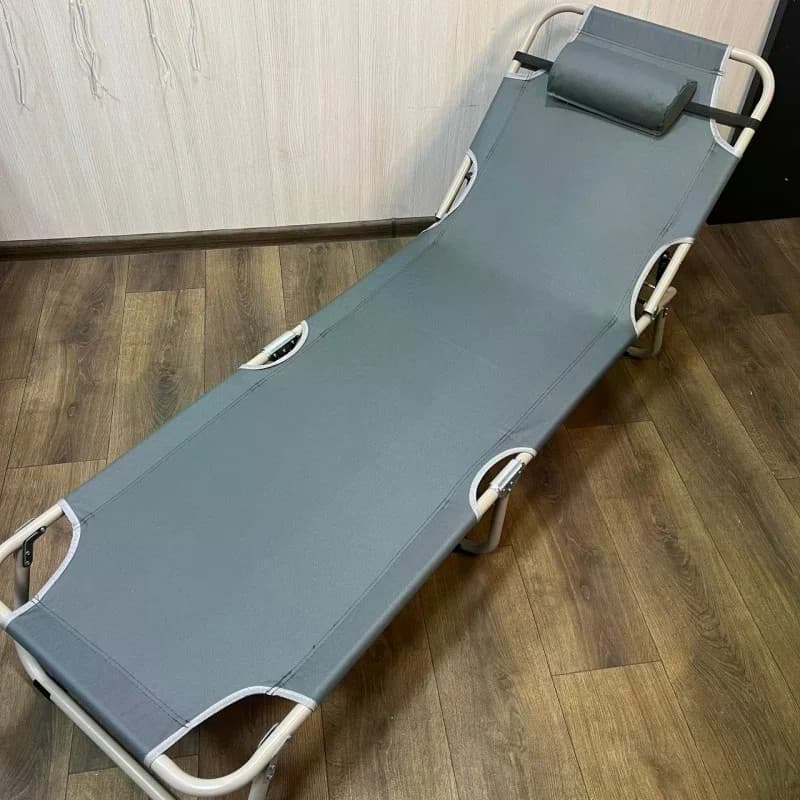 Складаний пляжний шезлонг 56×176 смсірий • Садовий розкладний лежак для дачі, пляжу, тераси та відпочинку на природі — 5