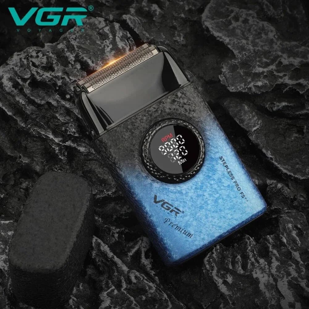 Тример для волосся VGR V-377 синій • Акумуляторна машинка для стрижки Hair Clippers V-377, шейвер для бороди, вусів та окантовки — 4