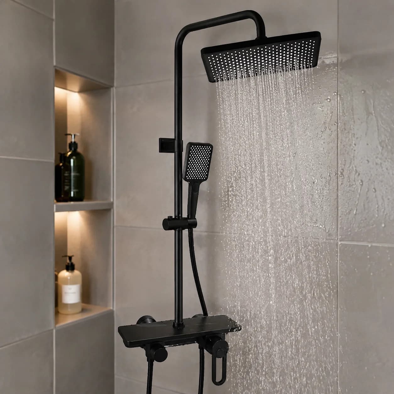 Змішувач для ванної кімнати Shower Set AND YLN16001H • Душова система з верхнім душем, ручною лійкою та стійкою — 4