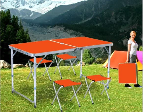 Розкладний стіл з 4 стільцями Folding Table для пікніка, риболовлі, дачі, 120х60 см Стіл-чемодан — 2